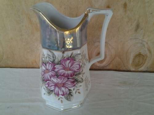 pretty luster style floral scene porcelain jug