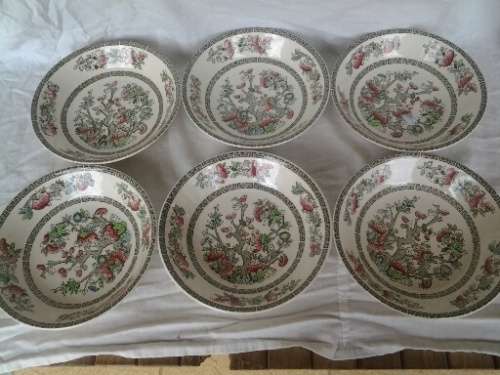 set of six pretty Indian tree pattern by johonson brothers soup bowls