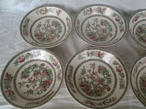 set of six pretty Indian tree pattern by johonson brothers soup bowls