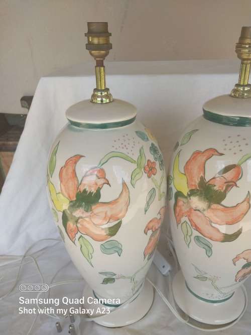 Large decorative floarl procelain lamps