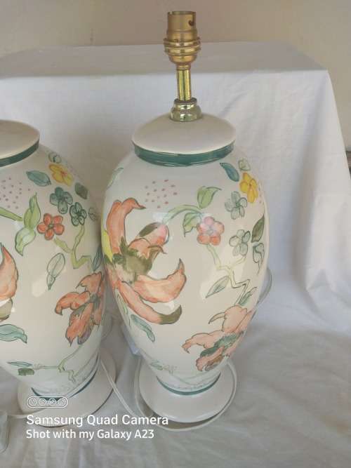 Large decorative floarl procelain lamps