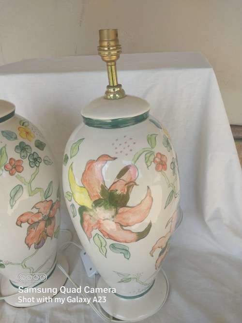 Large decorative floarl procelain lamps