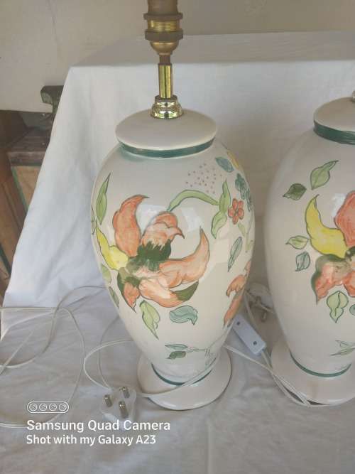 Large decorative floarl procelain lamps