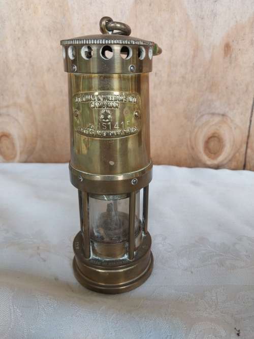 Vintage brass mining lamp