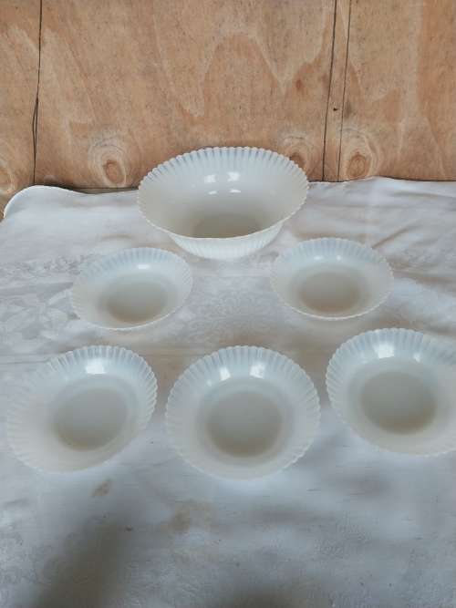Vintage milk glass pudding set