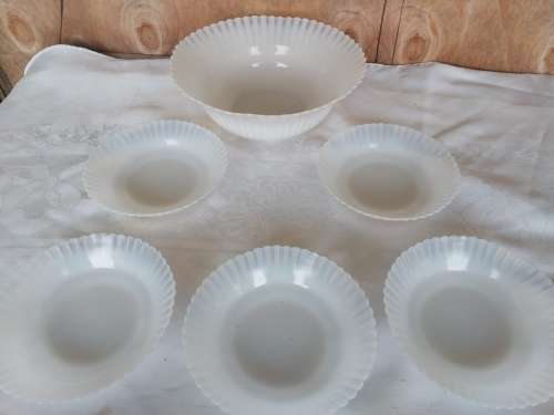 Vintage milk glass pudding set