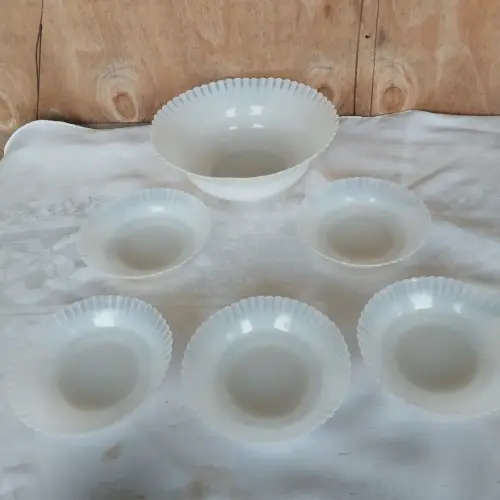 Vintage milk glass pudding set