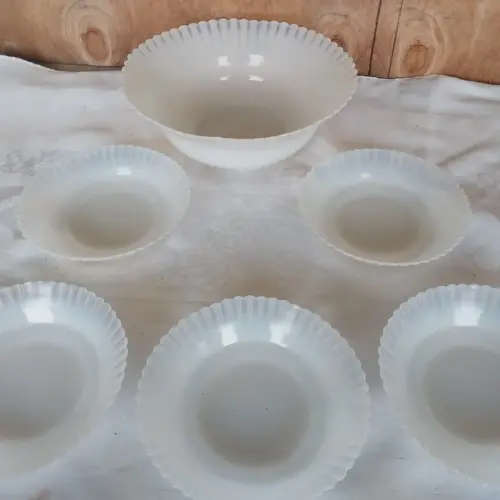 Vintage milk glass pudding set