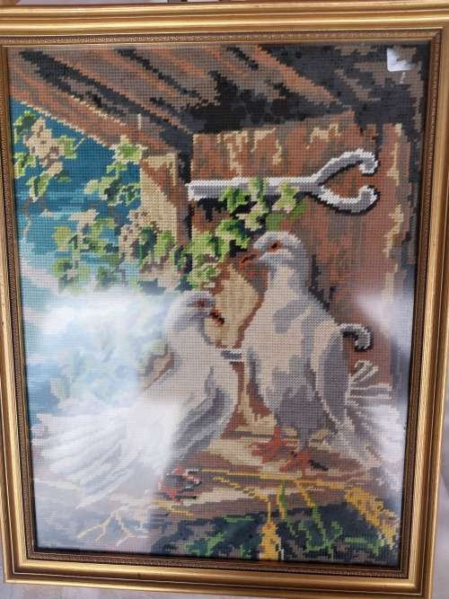 Framed small doves tapestries