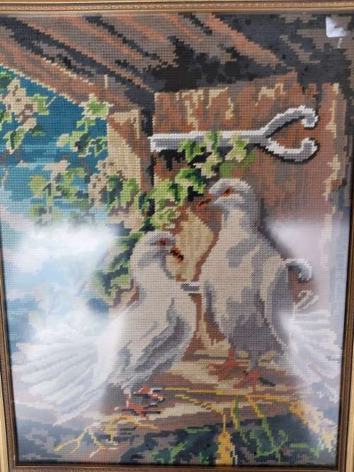 Framed small doves tapestries