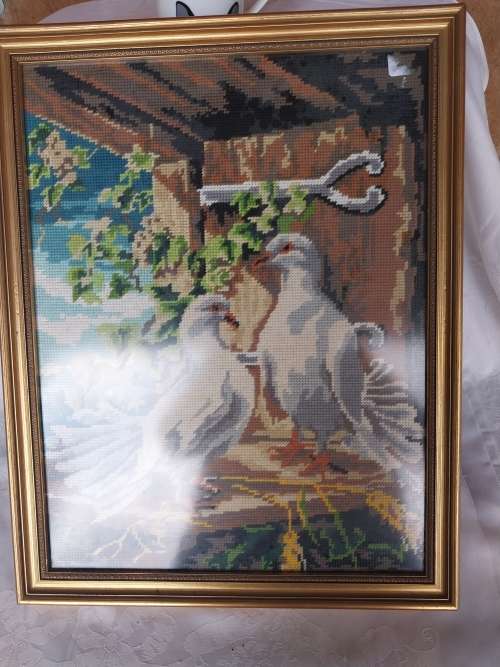 Framed small doves tapestries