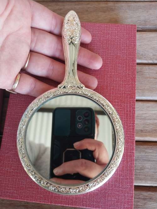 Sliver plated baby brush and mirror combo