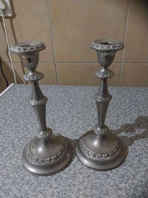 Tall vintage sliver plated candle holders