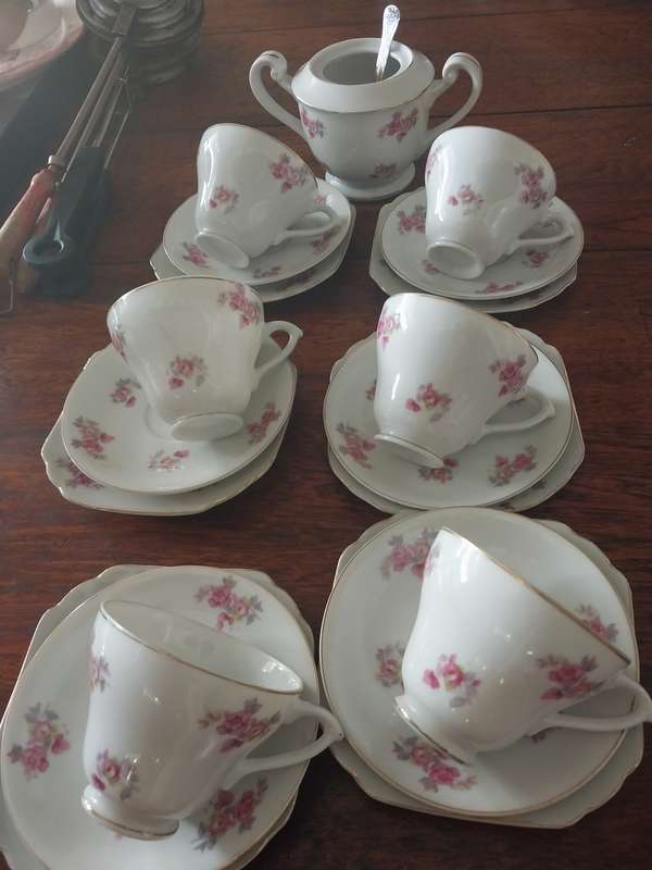 Vintage part procelain  pink floarl tea set