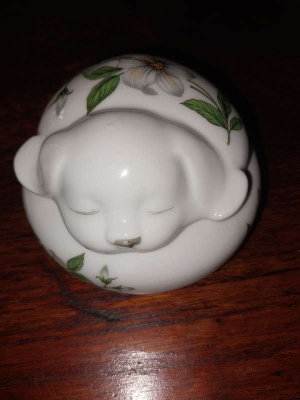 Pretty floarl cute dog trinket box