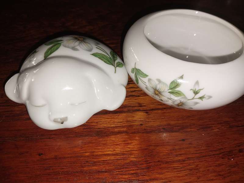 Pretty floarl cute dog trinket box