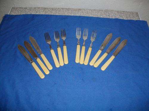 bone handle set of six fish knifes and forks