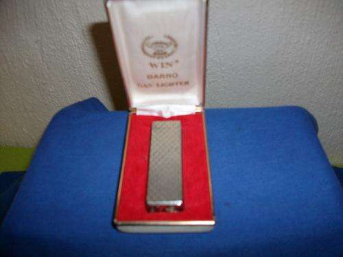 win barro sliver plated gas lighter in the original box