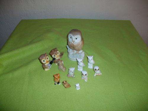 Nice ceramic collection of owls with other