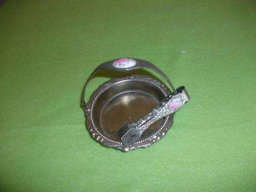 pretty silver plated lemon holder with tongs