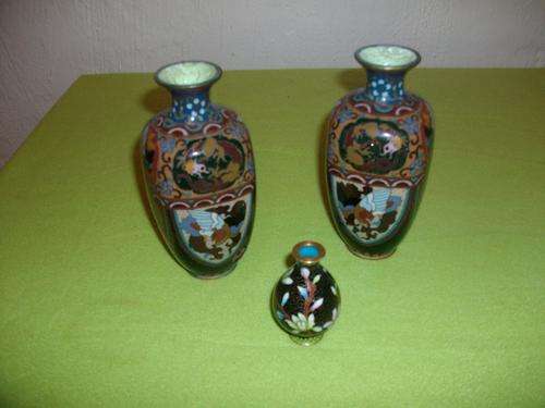 collection of cloisonne vases