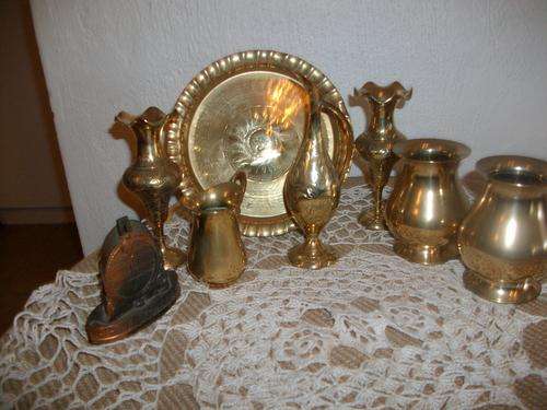 collection of assorted brass and one copper item