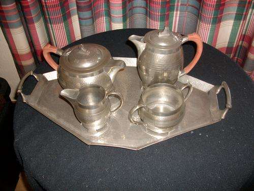 Large pewter tea set with tray lovely !!