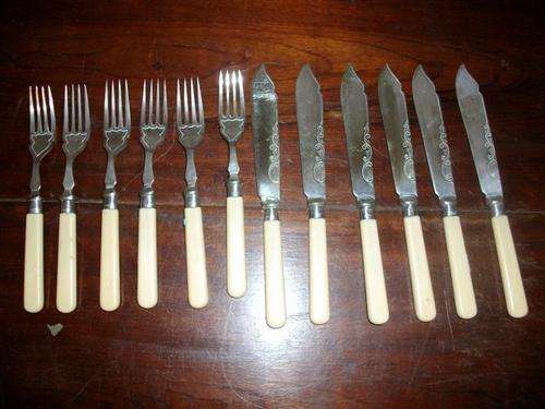 Lovely set of bone handle fish knifes and forks