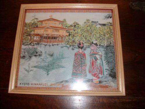 Lovely wooden framed chiense embroidered picture