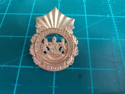 Lebowa Police brass cap badge voided D1538