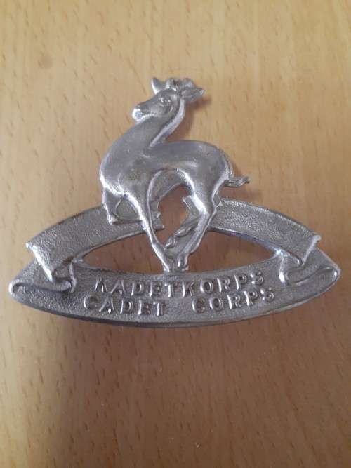 South African Cadet Corps large chrome cap badge