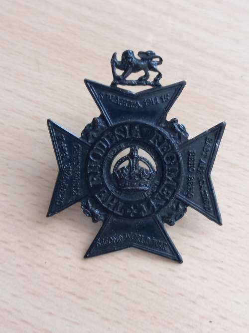 The Rhodesia Regiment Blackened cap badge UDI