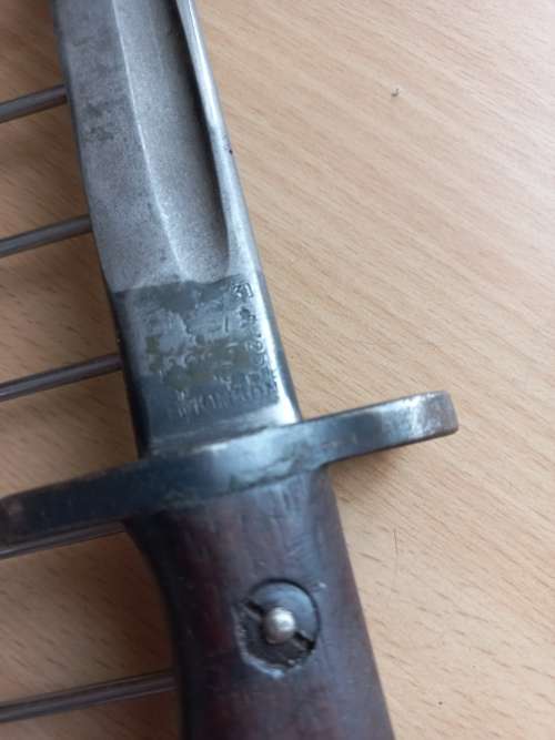 1907 Lee Enfield Wilkinson Bayonet, scabbard painted for N Africa, Mangrovite 41 on scabbard