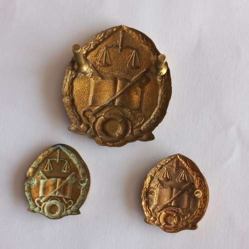 SA Correctional Services brass cap and collar badges