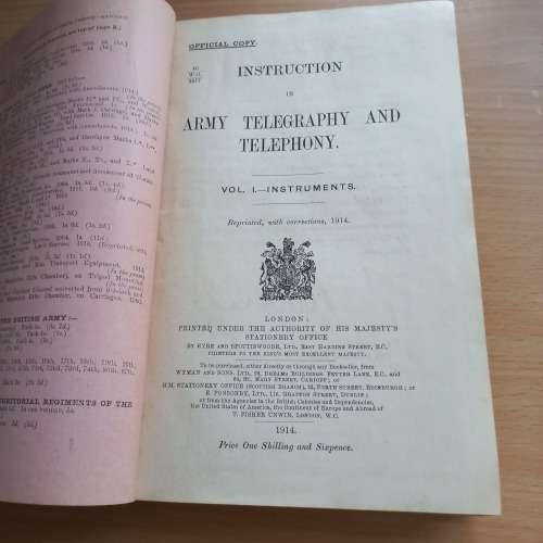 Instruction in Army Telegraphy and Telephony, 1914 edition.
