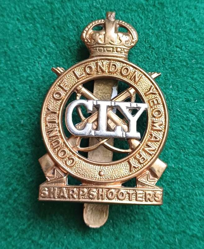 British Army, County of London Yeomanry Sharpshooters BiM cap badge