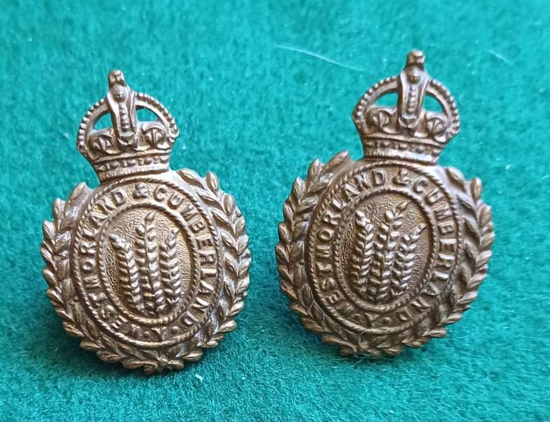 British Army, Westmorland & Cumberland Yeomanry brass collars pair