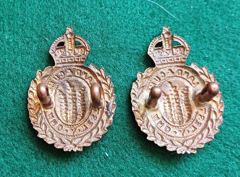 British Army, Westmorland & Cumberland Yeomanry brass collars pair