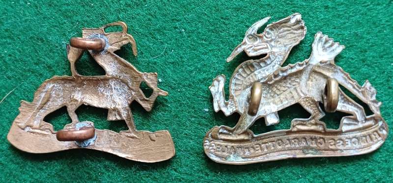 British Army, Princess Charlotte`s Own Berkshire Regt brass collars pair