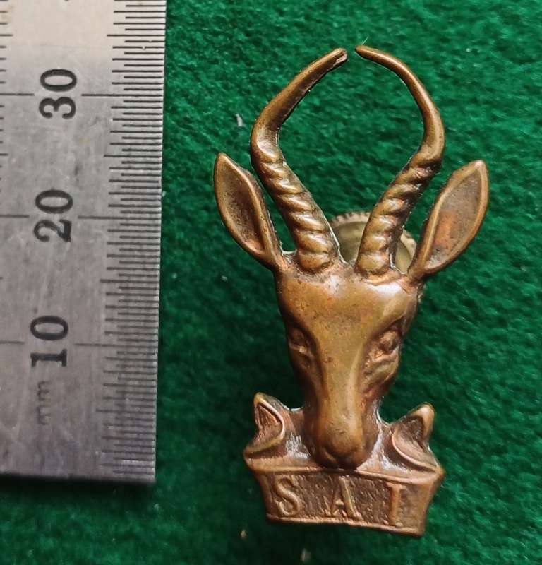 SADF Bokkop small  brass beret badge with screw posts