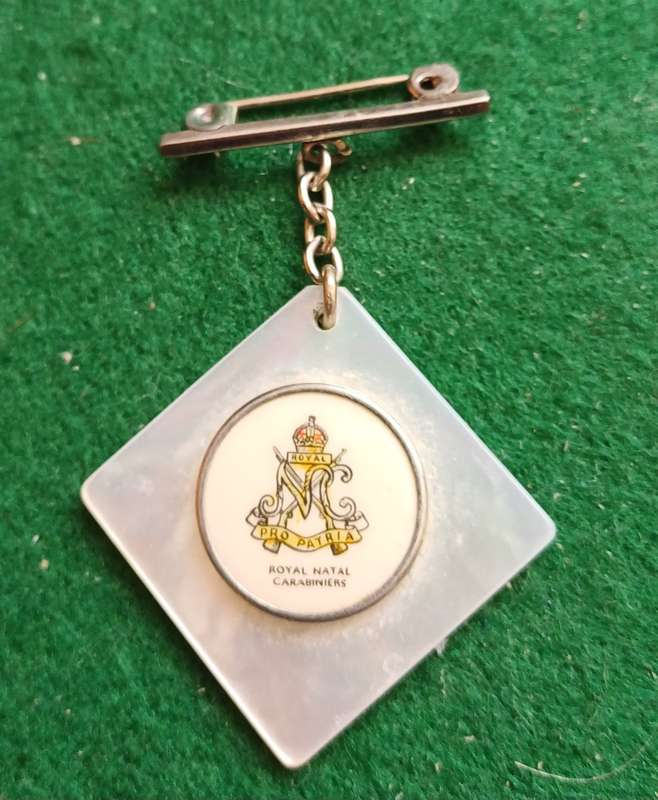 SA UDF Royal Natal Carbineers Mother of Pearl Sweetheart Brooch