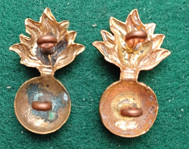 WWI South African Artillery brass collars pair, worn 1915 - 22, Owen 827 - 828