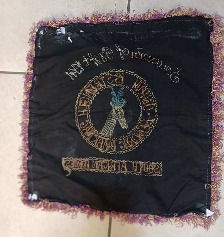 SA UDF, Springboks, South African Forces, WWII, embroidered velvet cloth, from Egypt 1941