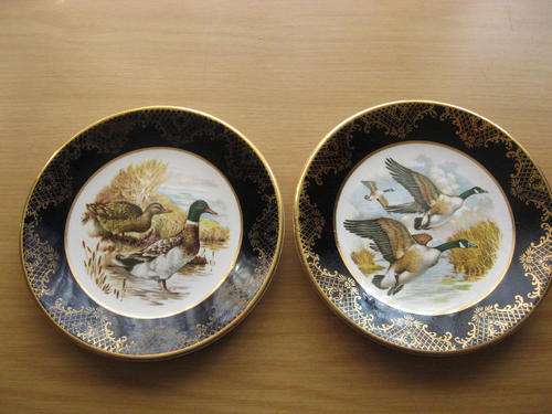 Exquisite Pair of Weatherby Royal Falcon Ware Duck Plates
