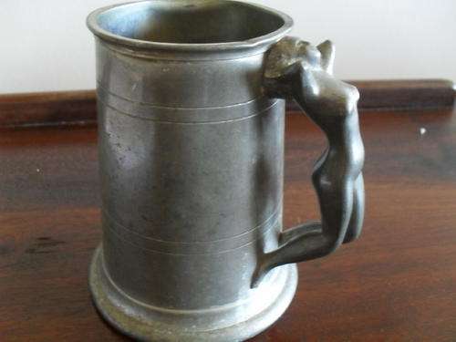 -A Pinder Bros. Fine English Pewter Tankard Craftsmen made Sheffield  HANDLE IN THE FORM OF A WOMAN