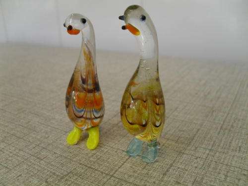 2x  colourful little ornamental  GLASS PENGUINS?  in orignal box