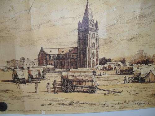 INK ??? SKETCH -NAACHTMAAL ON CHURCH SQUARE PRETORIA -at the turn of the Century - P de WET?