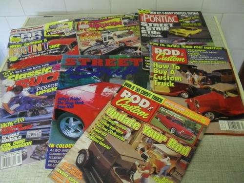 7x VINTAGE MAGS -car craft, classic trucks, minitruckin,sa street, 2x rod custom & pontiac.