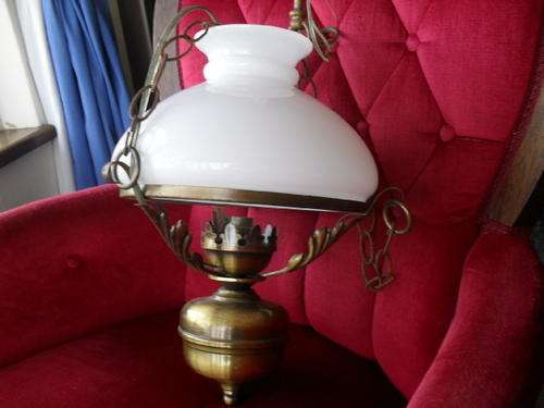 A GORGEOUS METAL FRAMED CEILING LIGHT with a thin white glass SHADE.