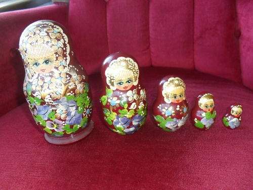 5x  EXQUISITE  VINTAGE RUSSIAN MATRYOSHKA NESTING WOODEN DOLLS